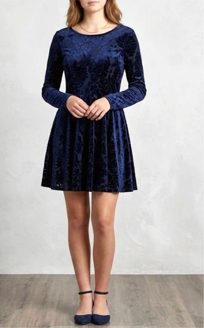 VTG 90s City Triangles Baroque Velvet Burnout Mini Dress Sz. 13 Jr.